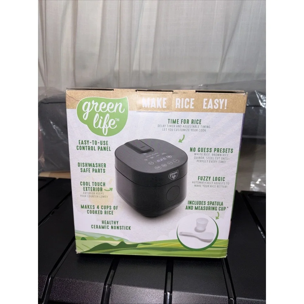 Green Life Healthy Ceramic Nonstick Go Grains,‎ Rice and Grains Cooker Black NIB